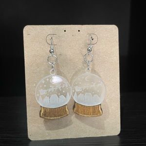 Laser/handmade Snow Globe earrings